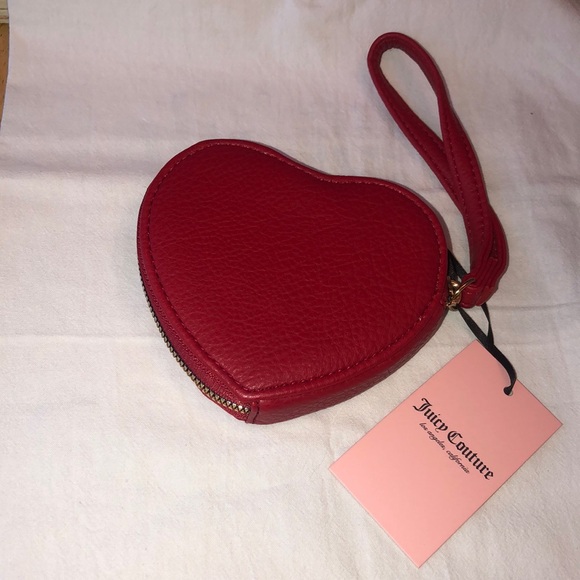 Juicy Couture Cool Red No Rules Heart Zip Around Wristlet JC Logo NWT - Picture 10 of 16